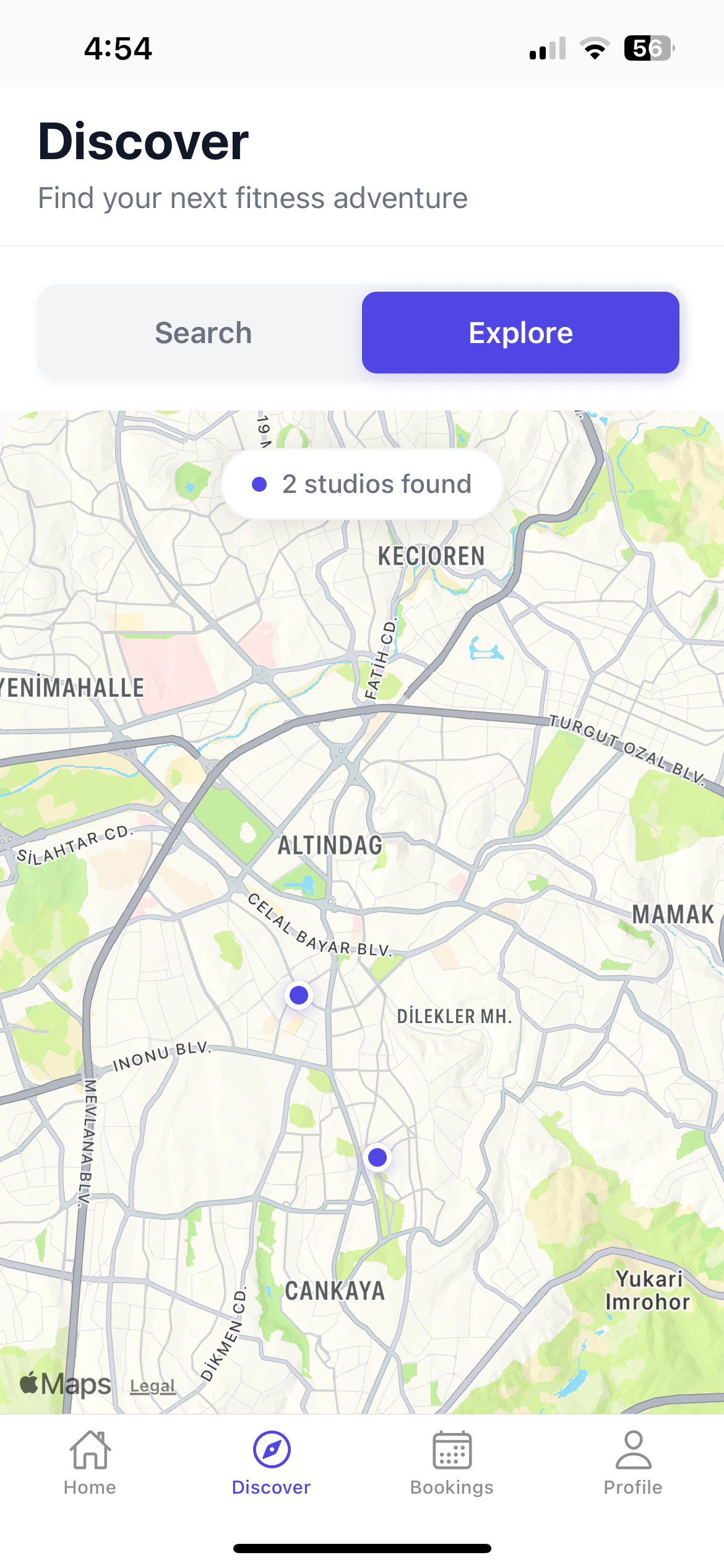 explore classes map view